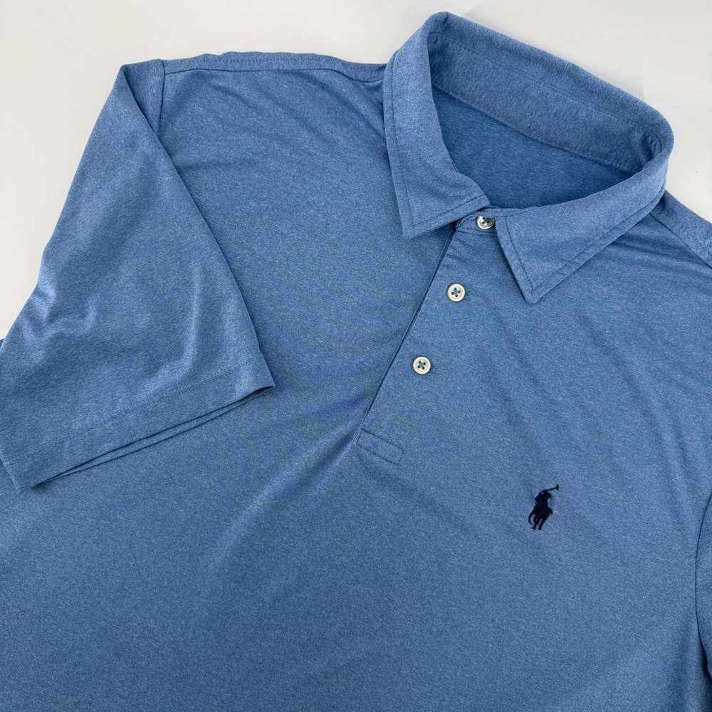 Polo Ralph Lauren Polo Shirt Mens XL Blue Heathered Performance Stretch Pony